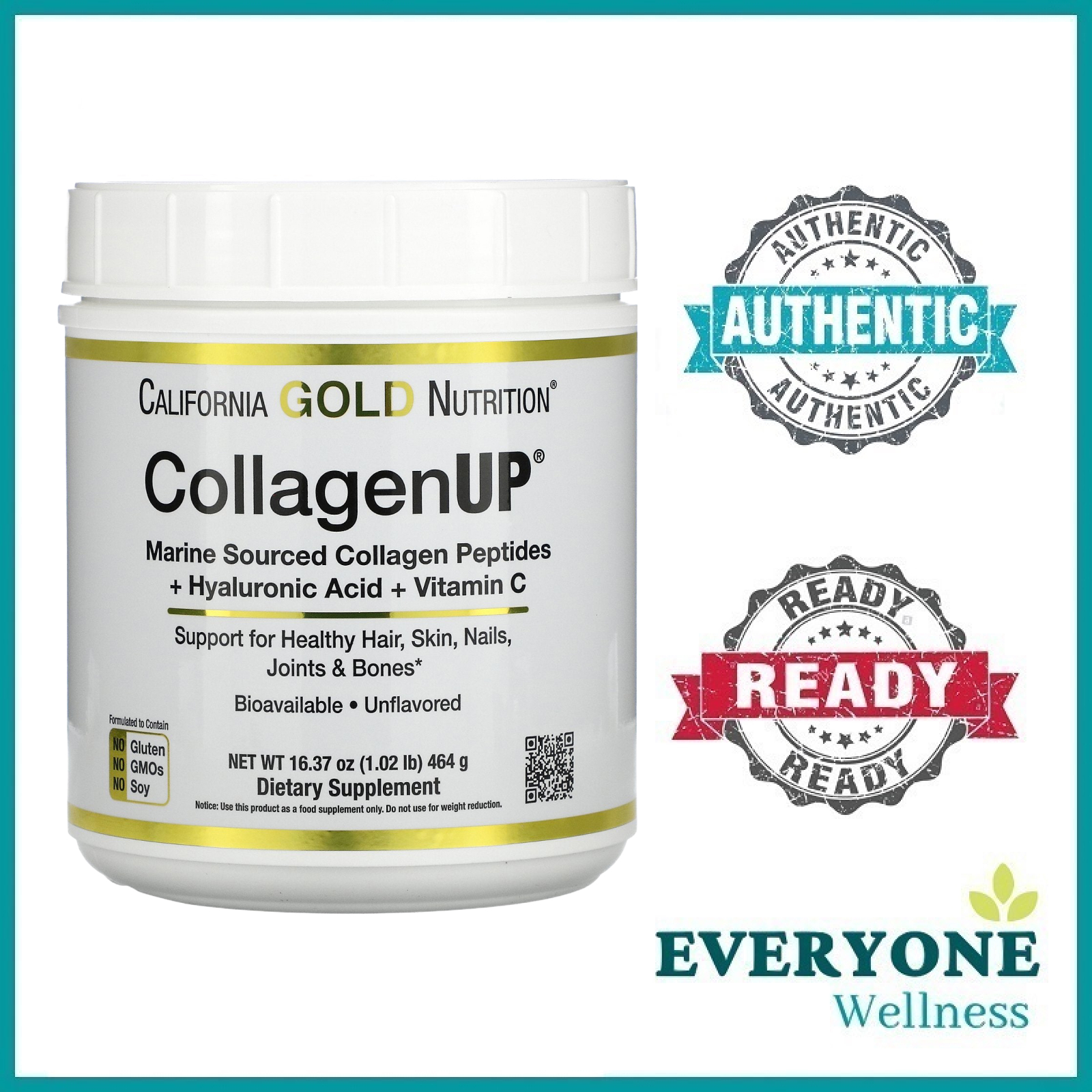 [Local Delivery] California Gold Nutrition, Collagen UP, Marine Collagen Peptides + Hyaluronic Acid + Vitamin C 206g