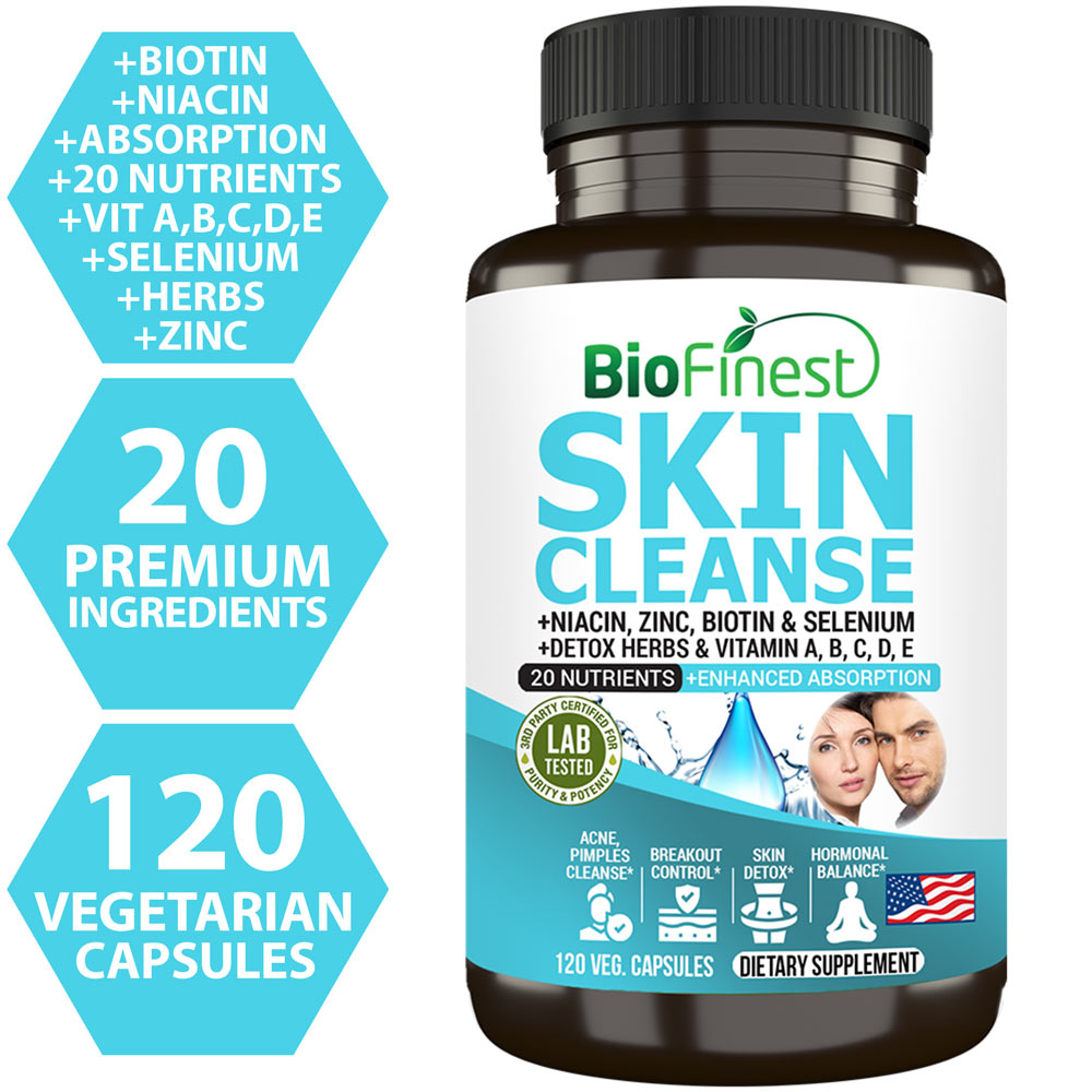 Biofinest Acne Skin Cleanse Supplement Niacin Biotin Vitamin Scar Pimple Blackhead Breakout