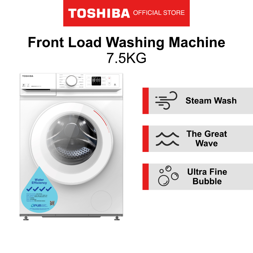 Toshiba TWBL85A2S T11 White Front Load Washing Machine with WiFi