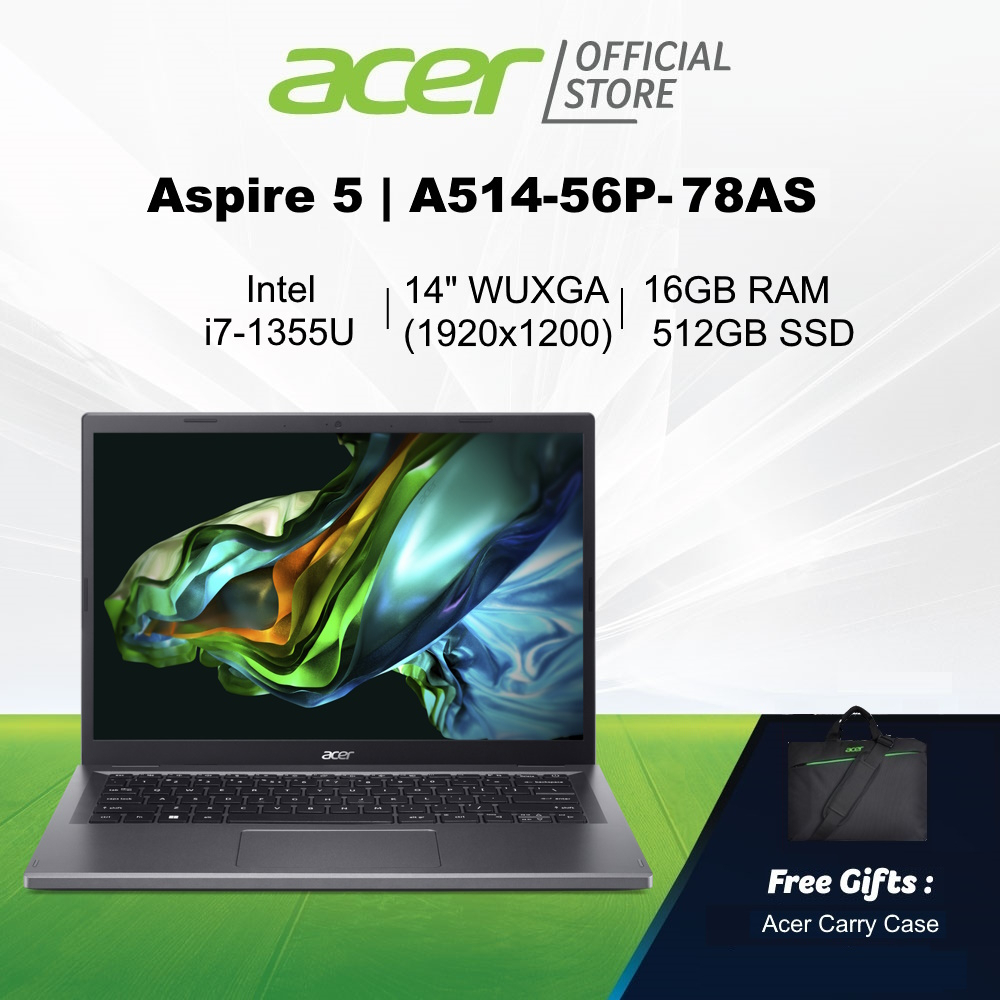 [13th Gen Intel i7-1355U Processor] Acer Aspire 5 A514-56P-78AS (Gray) 14-inch WUXGA IPS Laptop | 16GB RAM