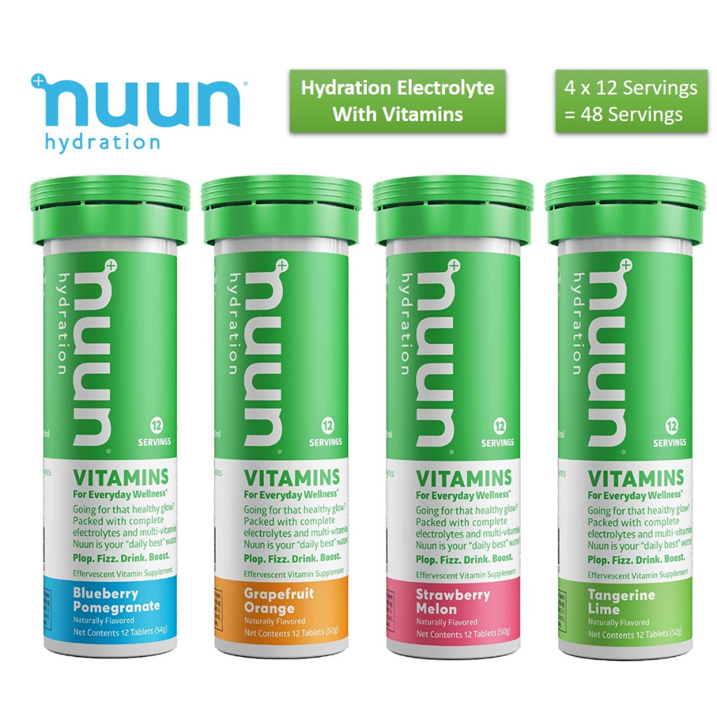 NUUN Hydration Vitamins Electrolytes for Everyday Wellness 4 Tubes (12 ...