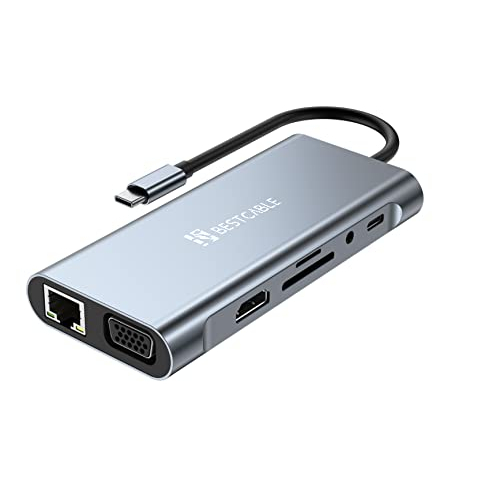 BEST CABLE USB C Hub Multiport Adapter, 10 in 1 Type C Hub with 4K HDMI