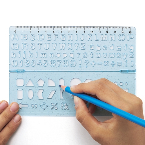 Kutsuwa STAD Template Ruler & Stencil (Alphabets, Numbers, Shapes ...