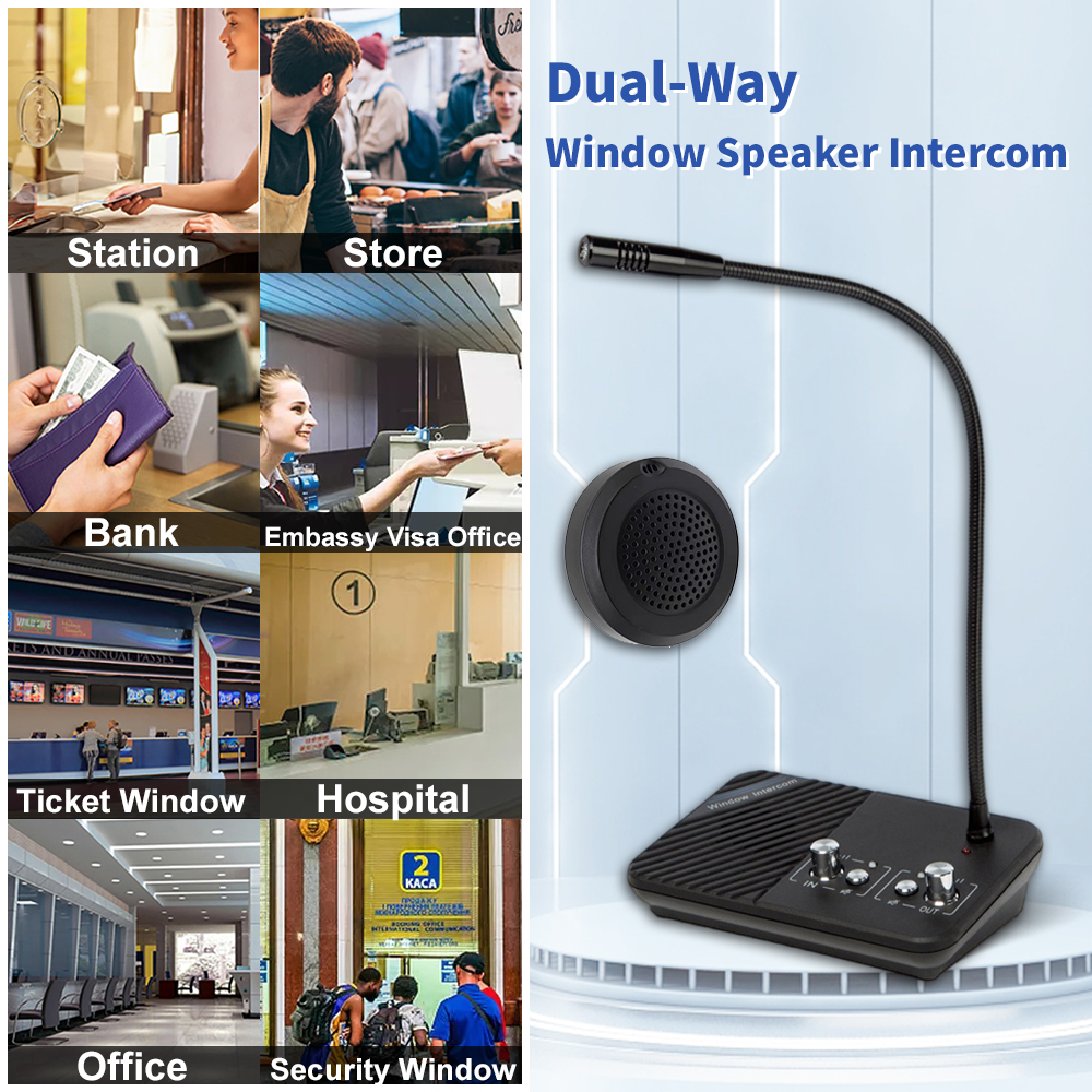 Dual-Way Talk Through Store Office Window Glass Counter Intercom ...