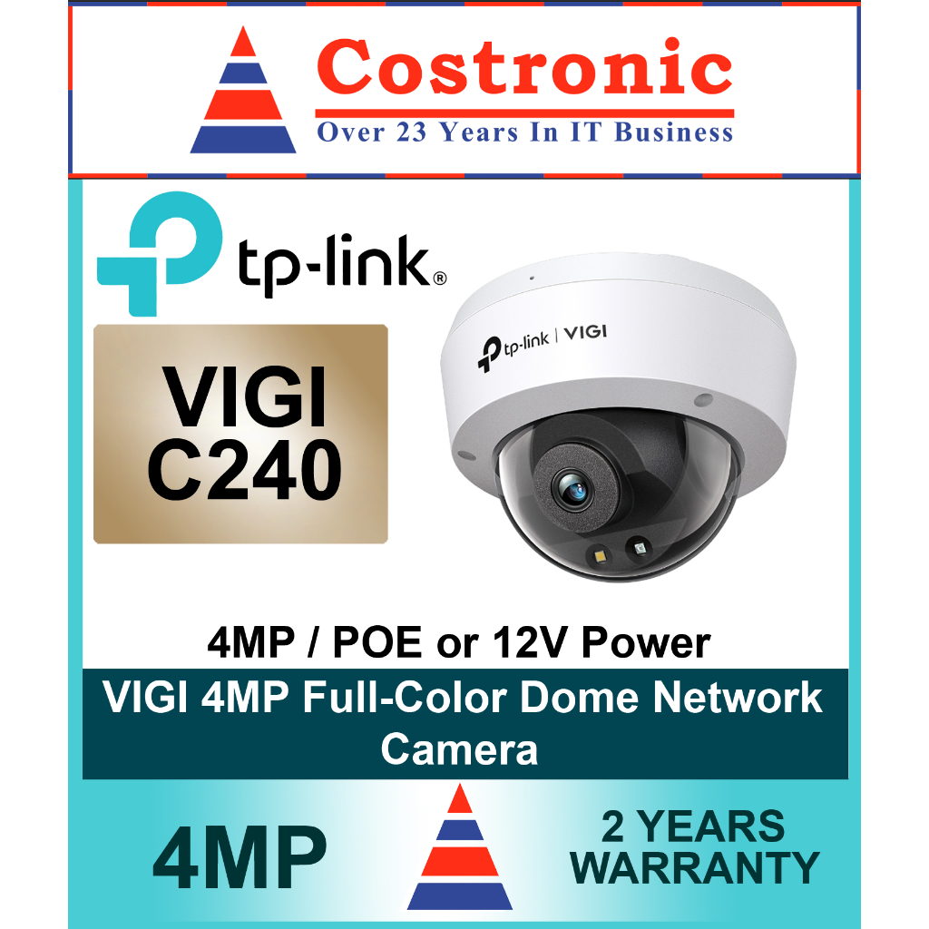 TP-link VIGI C240 4MP Outdoor Full-Color Bullet Network CCTV Camera ( 2 ...