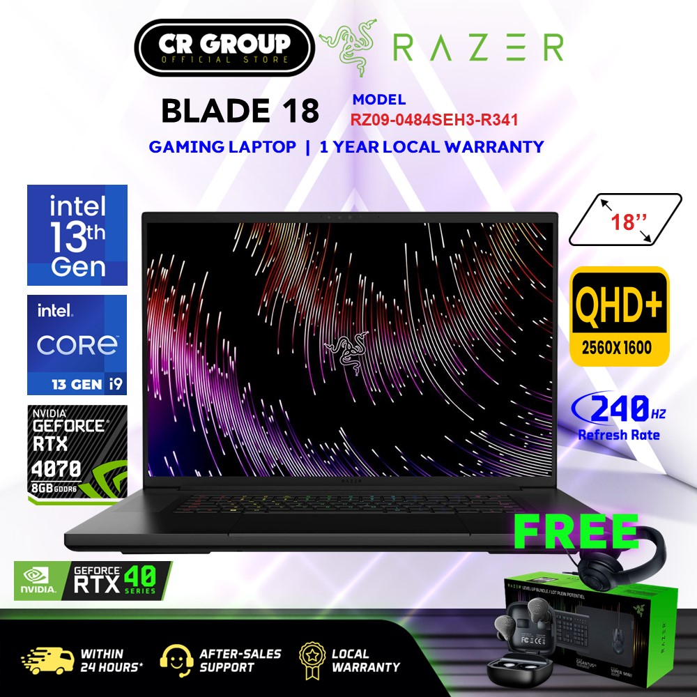 Razer Blade 18 Rz09 0484seh3 R341 Intel I9 13950hx Rtx4070 8gb 32gb Ddr5 1tb Ssd 18 1300