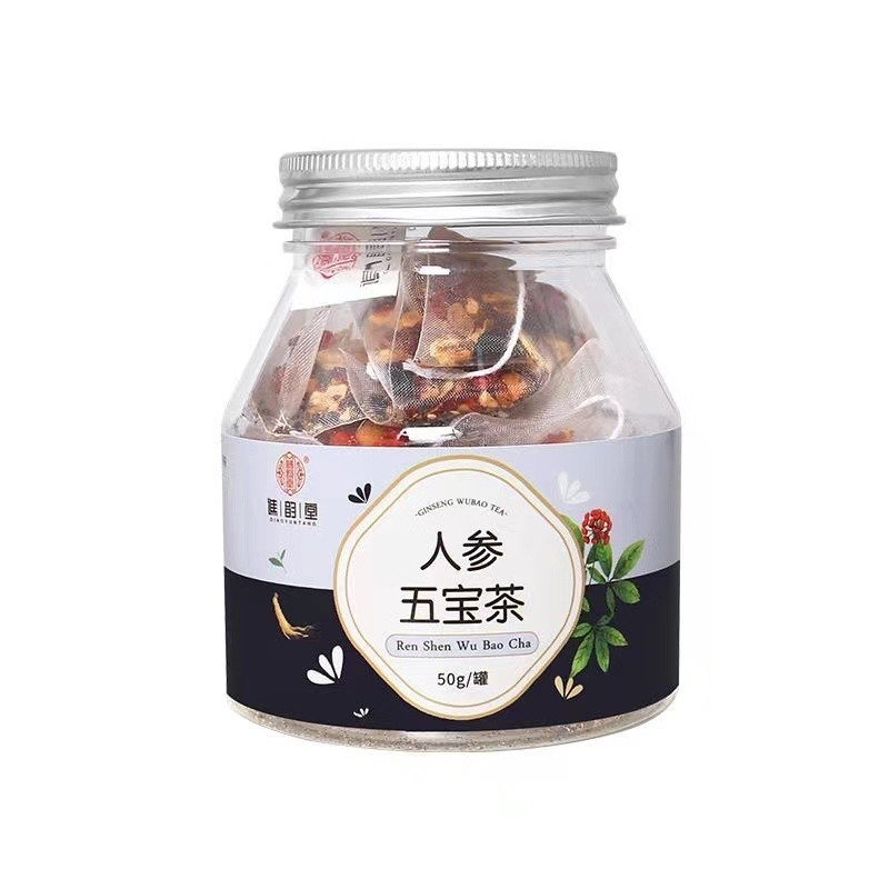 Qiao Yun Tang Ginseng Five Treasure Tea 50g/ canned triangle bag style ...