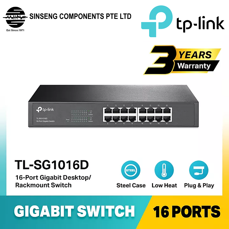 TP-Link SG1016D 16 Port Gigabit Desktop/Rackmount Switch [Model No: TL ...