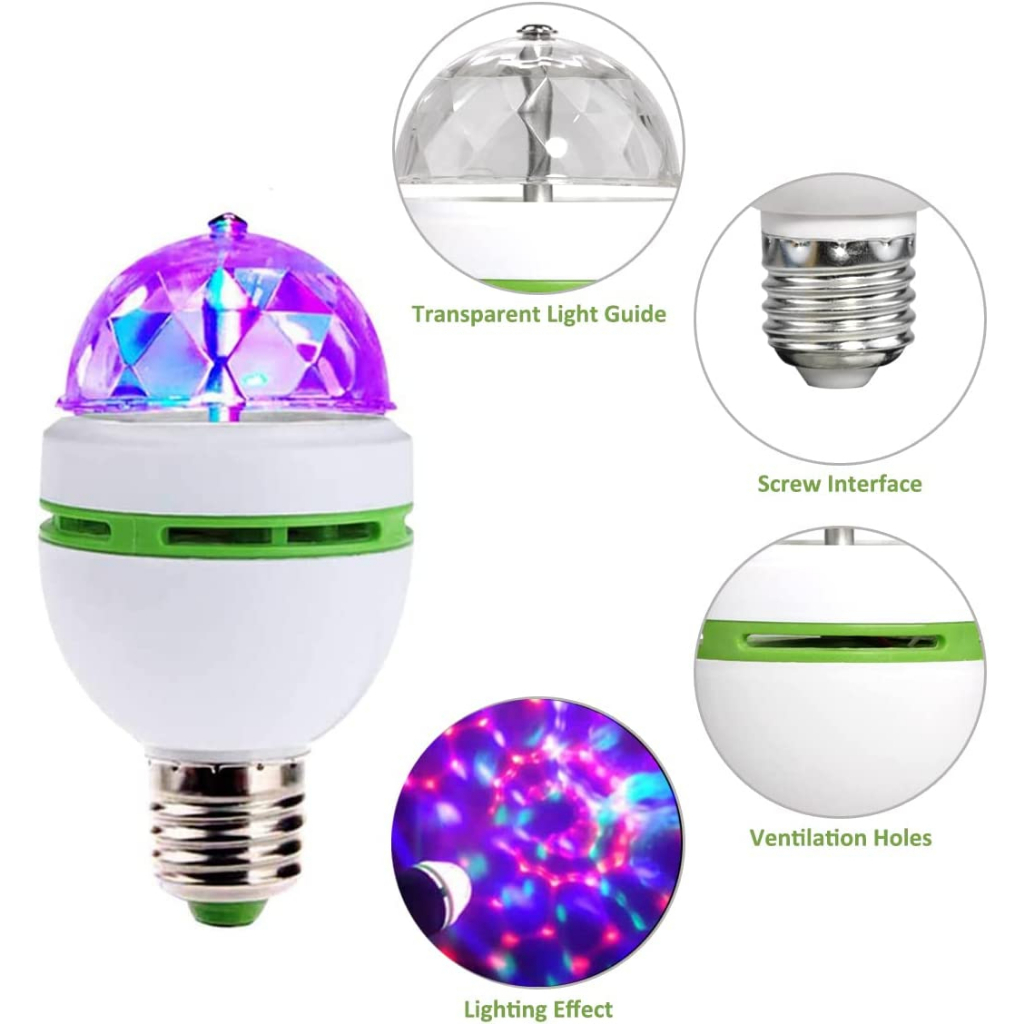 Rotating Bulb E26 RGB Colour Changing Party LED Bulbs Light Bulb Multi ...