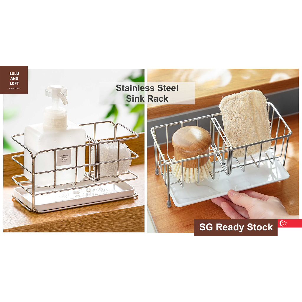 Stainless Steel Kitchen Sink Rack Sponge Drainer Soap Cady Basin Holder ...