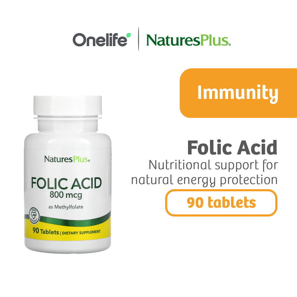 Natures Plus Folic Acid 800mg 90 Tablets - For Growth of Healthy Tissue ...