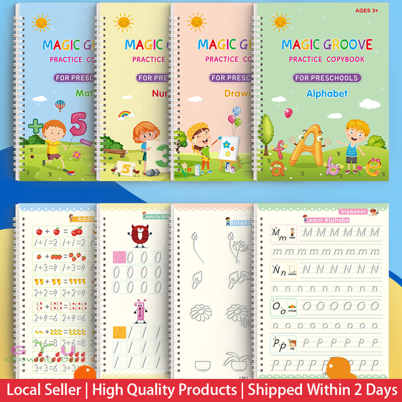 GU [SG STOCK] Magic Ink Writing English Reusable Grooved Handwriting ...