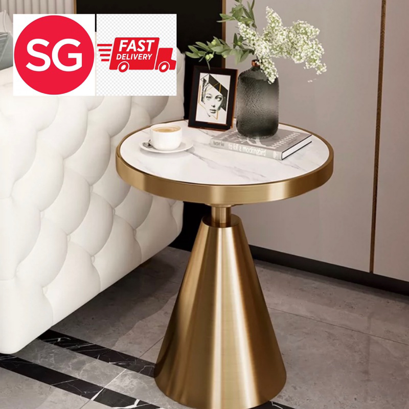 SINGAPORE FAST DELIVERY Lisa luxury side table round table coffee table golden bedside table