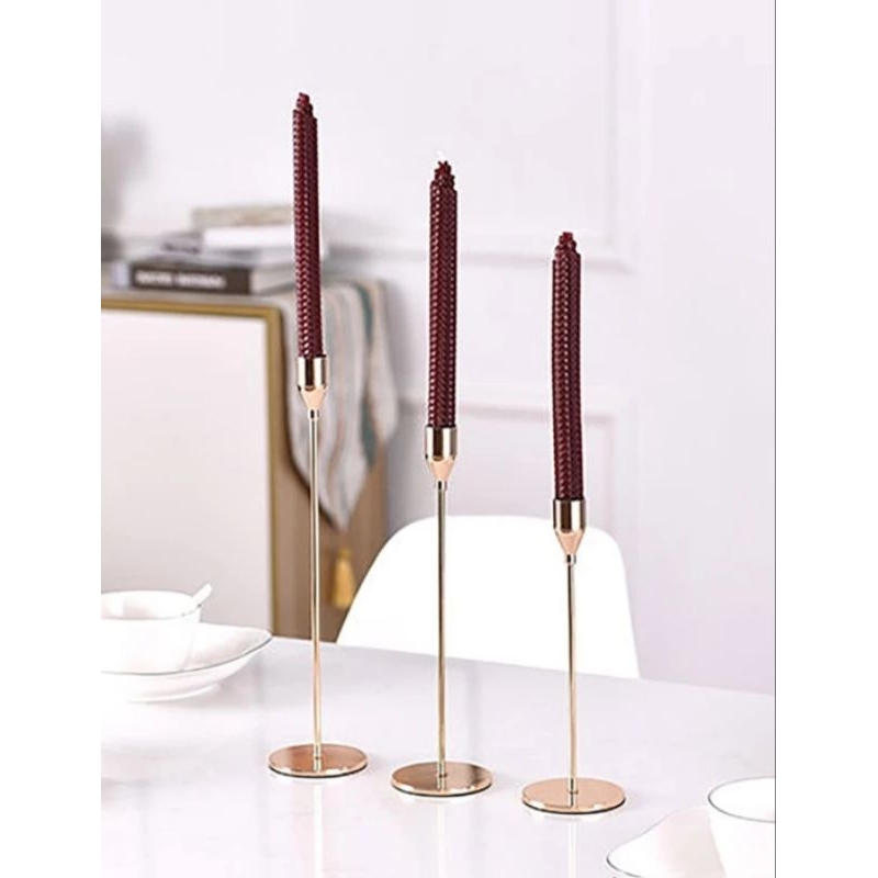 3pcs Candle Stand Brass Taper Candle Holder Stands Wedding Dinner