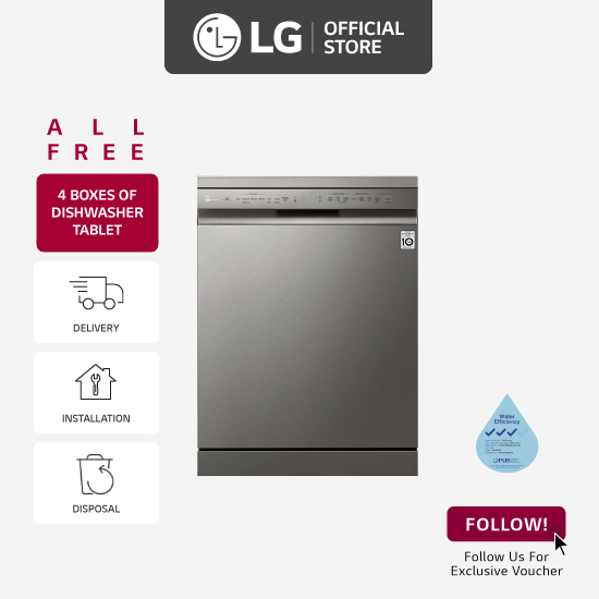 LG DFB425FP Front Control Smart Wifi Enabled Dishwasher with QuadWash