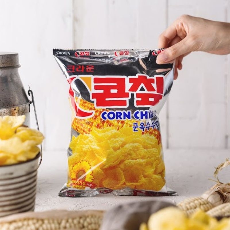 Crown Corn Chips Roasted Corn flavor Korean corn ships Korea drinking