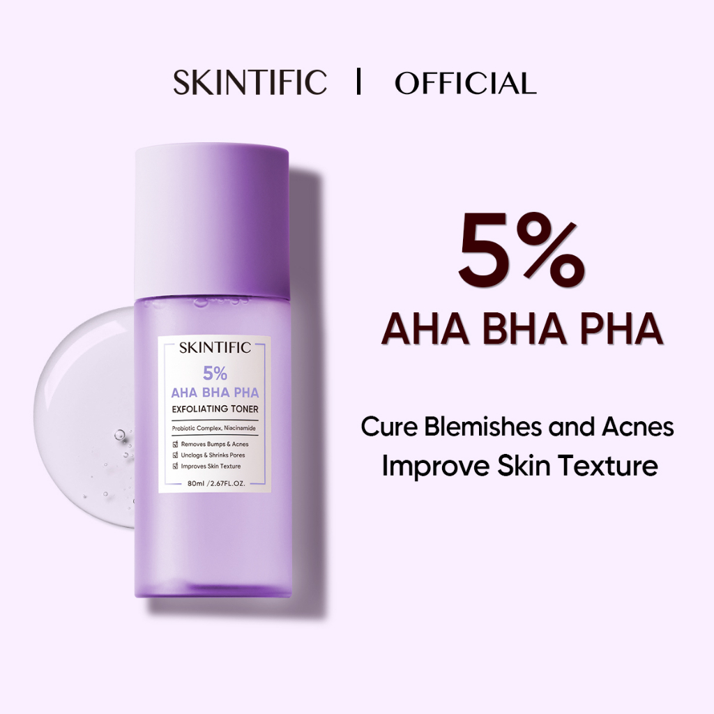 SKINTIFIC 5% Aha Bha Pha Exfoliating Toner Face Exfoliation Facial Glow ...