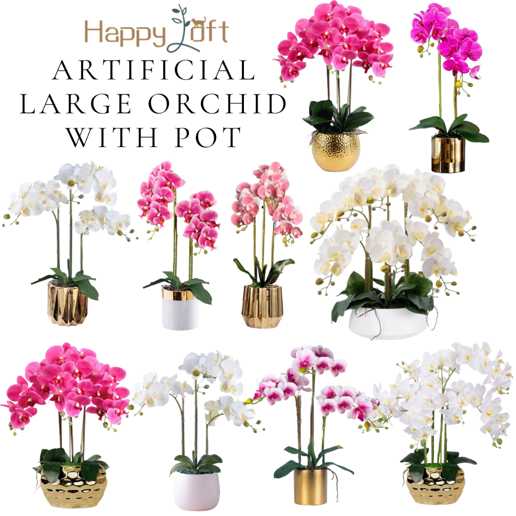 [SG SELLER]Artificial Orchid Flower Plant with Pot Potted Plants Artificial Flower Plants Table Decoration Home Decorati