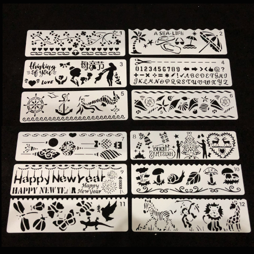 Stencils set 12 + 8 sheets Template DIY drawing Board Stencil