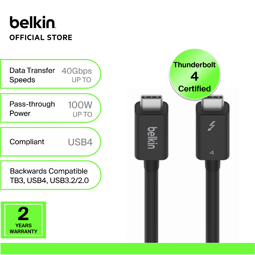 Belkin INZ002bt2MBK Connect Thunderbolt 4 Cable 2M, Active (iPad