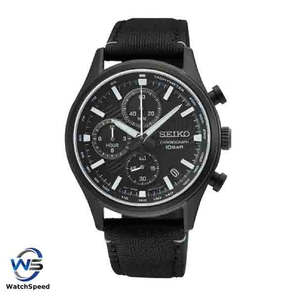 Seiko SSB421P1 SSB421 Dress Chronograph Black Leather Men's Watch