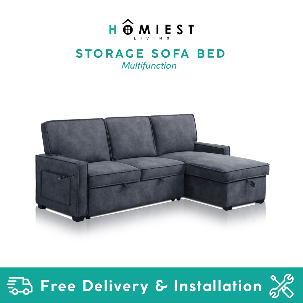 [HOMIEST] LANA Multifunctional Storage Sofa Bed with Pull out Trundle