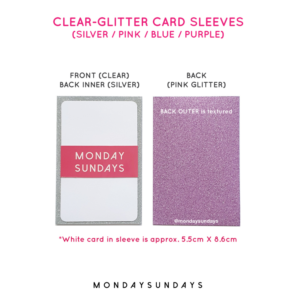 Clear-Glitter Card Sleeves KPop Card Sleeve (Silver / Pink / Blue / Purple)  | Shopee Singapore