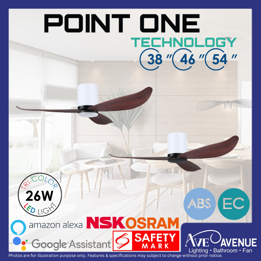 POINT ONE GUST VSPEC-III EC Motor Ceiling Fan Carbon Black Casing w ...