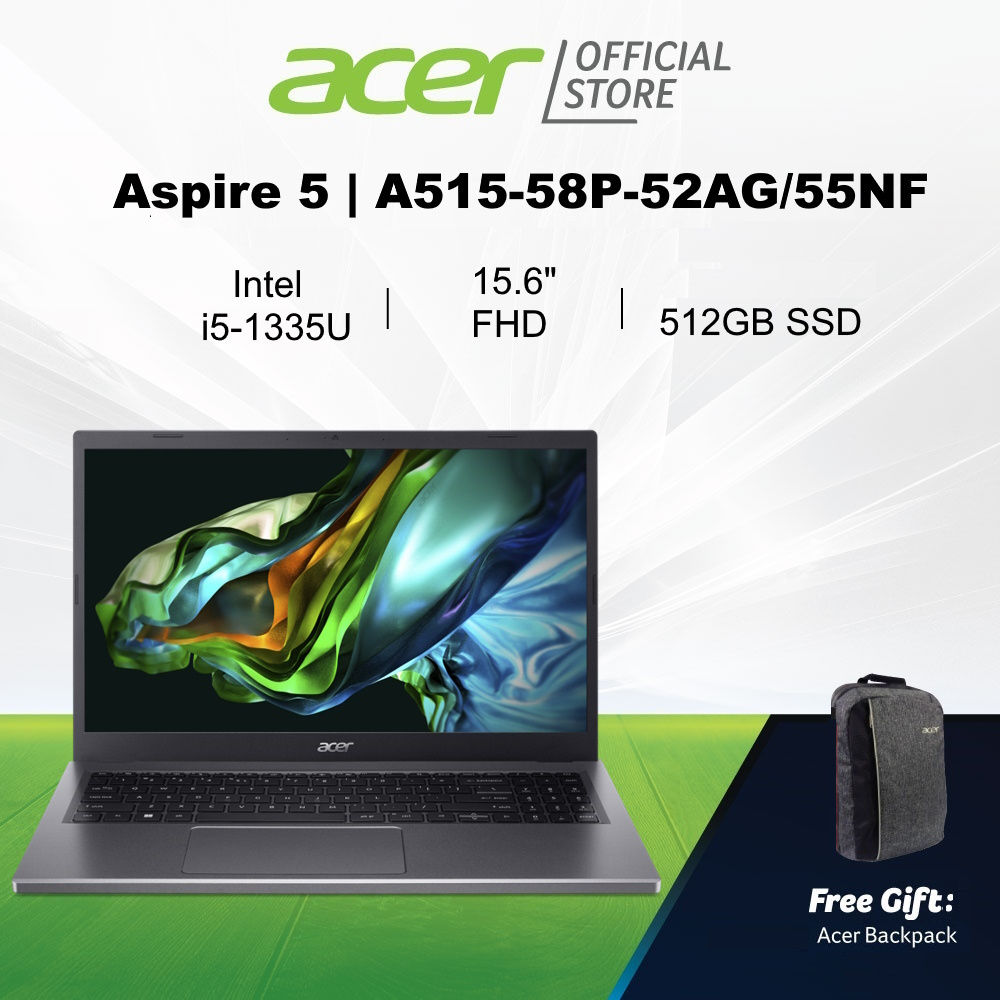 [13th Gen Intel Core i5-1335U] Acer Aspire 5 A515-58P-52AG/55NF(Gray) 15.6 Inches FHD Laptop | 8GB/16GB RAM