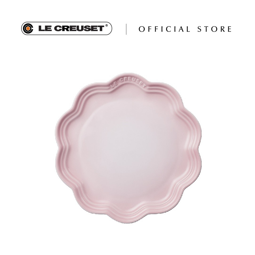 Le Creuset Stoneware Frill Plate 22cm Shell Pink Shopee Singapore