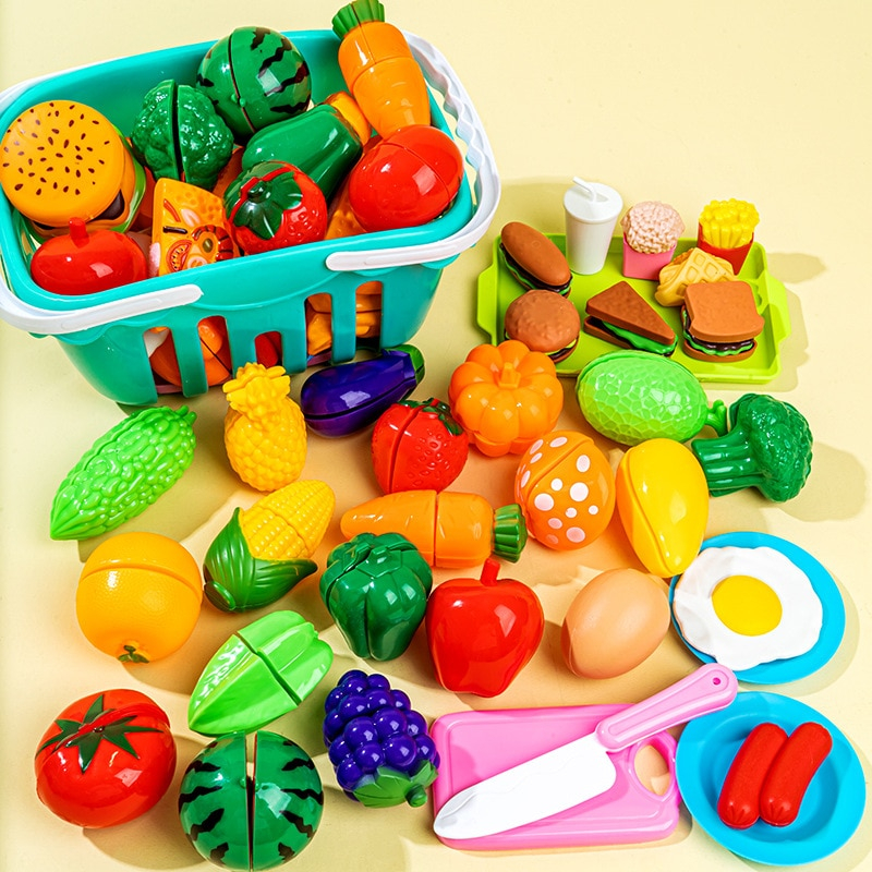 25/35/68pcs Cutting Play Food Toy Pretend Play Fruit &Vegetables with ...