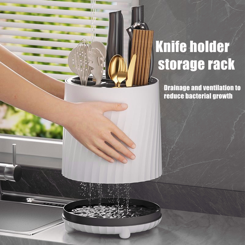 [SG STOCKS] 360° Rotating Kitchen Utensils Organiser/Kitchen knife ...