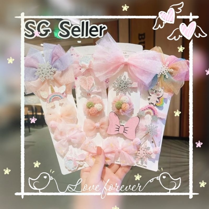 ✨SG READY STOCK✨Frozen with the same style of hair accessories children's hairpin hairpin bowknot crown headdress