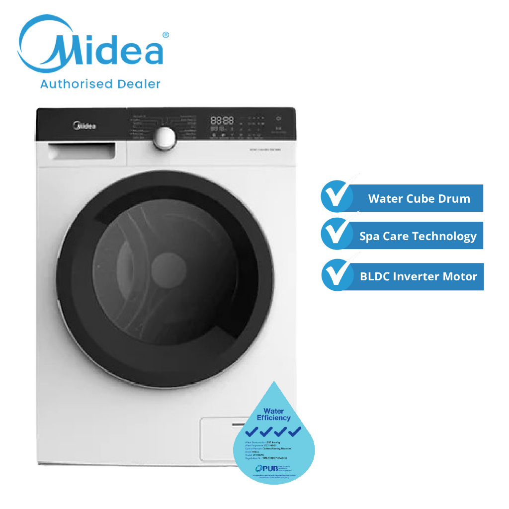 (Bulky) Midea Front Load Washing Machine MFK968W (White) Shopee Singapore