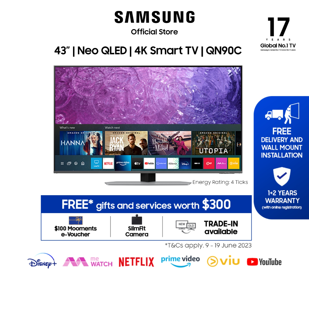 Samsung 43 Qn90c Neo Qled 4k Smart Tv 2023 4 Ticks 36 Months