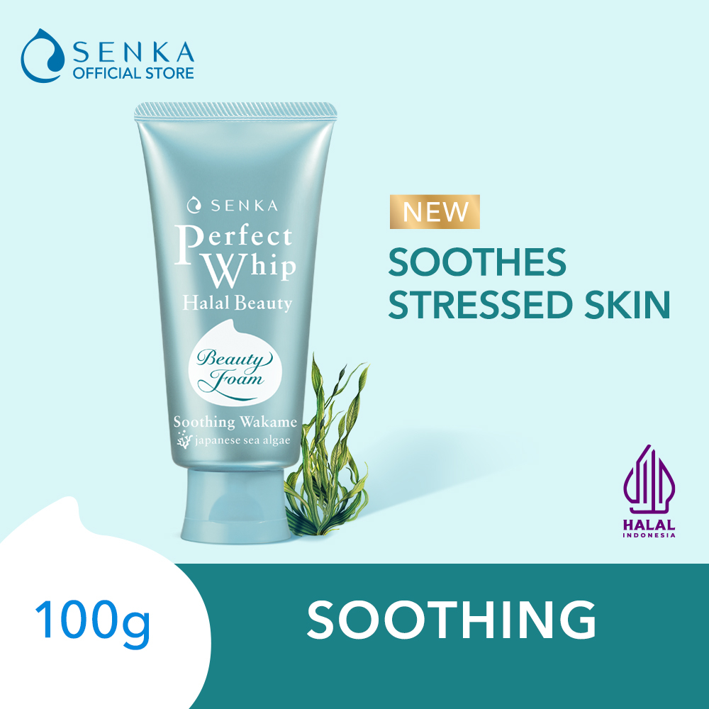 (New) Senka PERFECT WHIP HALAL BEAUTY SOOTHING WAKAME 100G Shopee