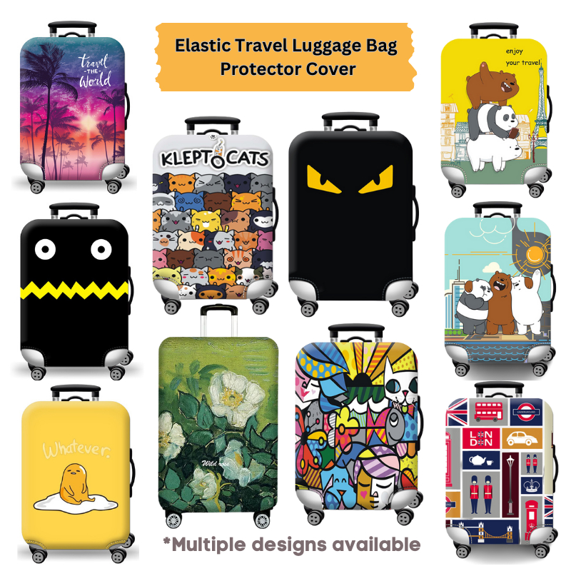 [SG Seller] Part 2 Elastic Travel Luggage Bag Protector Cover Suitcase Cover *Multiple Designs