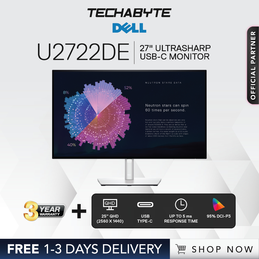 Dell UltraSharp U2722DE | 27" QHD | IPS | USB-C Hub Monitor | Shopee ...