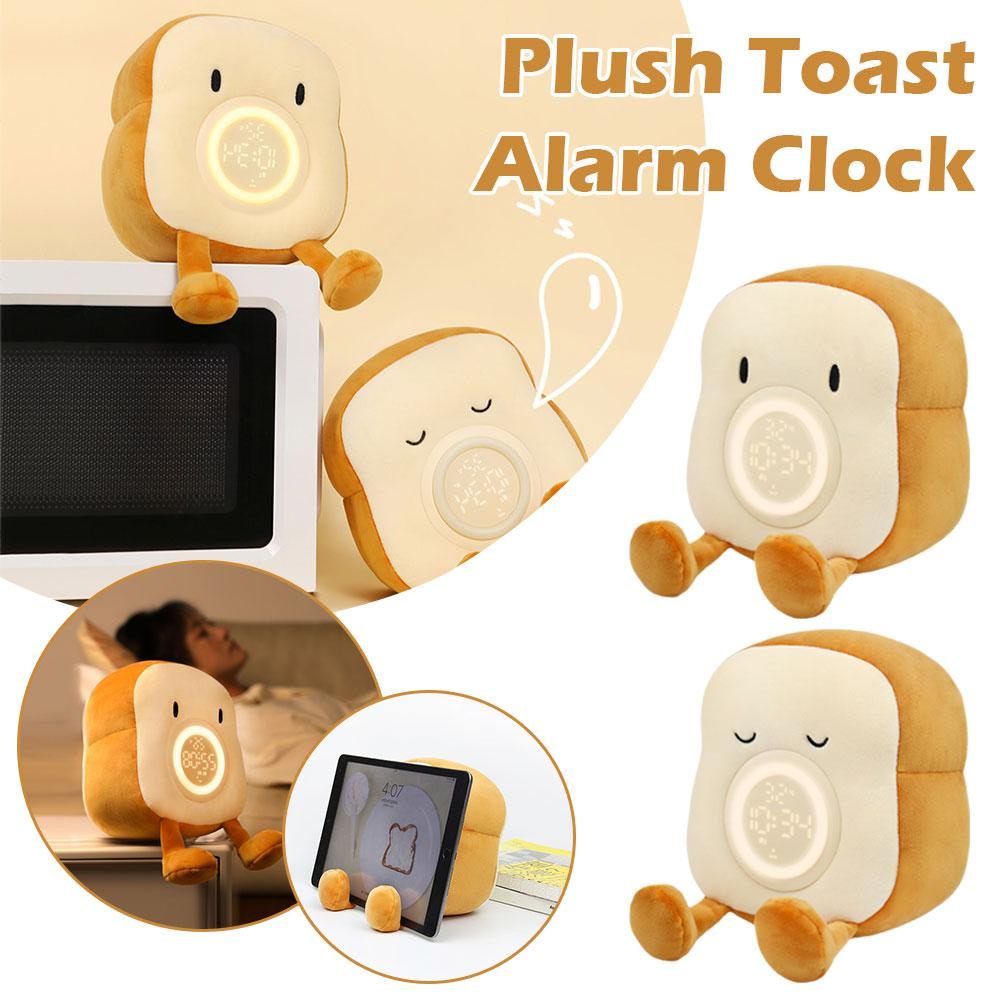 [SG READY STOCK] Cute Alarm Clock, Bedroom Clock with Dual Alarm and Snooze, 9 in Cozy Toast