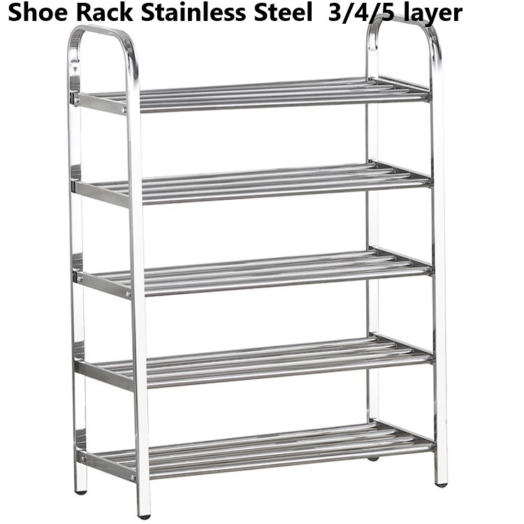 Shoe Rack Stainless Steel 3 layer 4 layer 5 layer Simple Steel Shoe ...