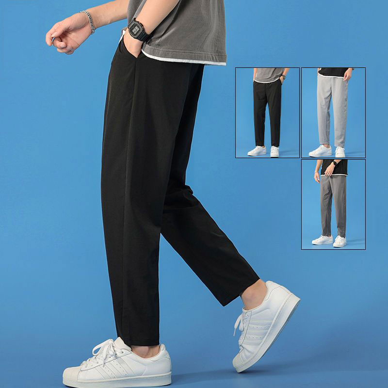 Ice Silk Fabric Wide leg pants casual pants Korean style high waist – Lenzo