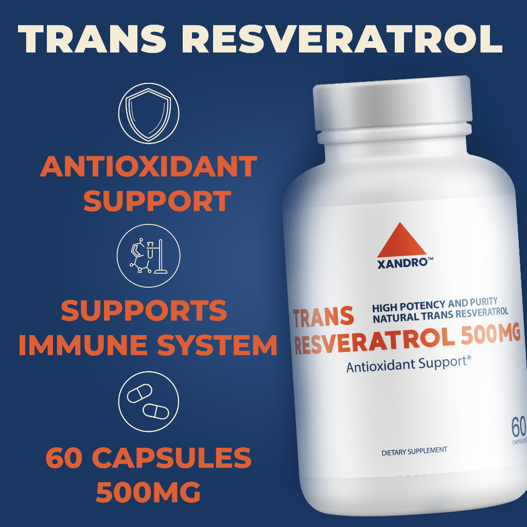 Xandro Lab Trans Resveratrol 60's 500mg, Antioxidant & Immunity Support, Brain Health, Healthy