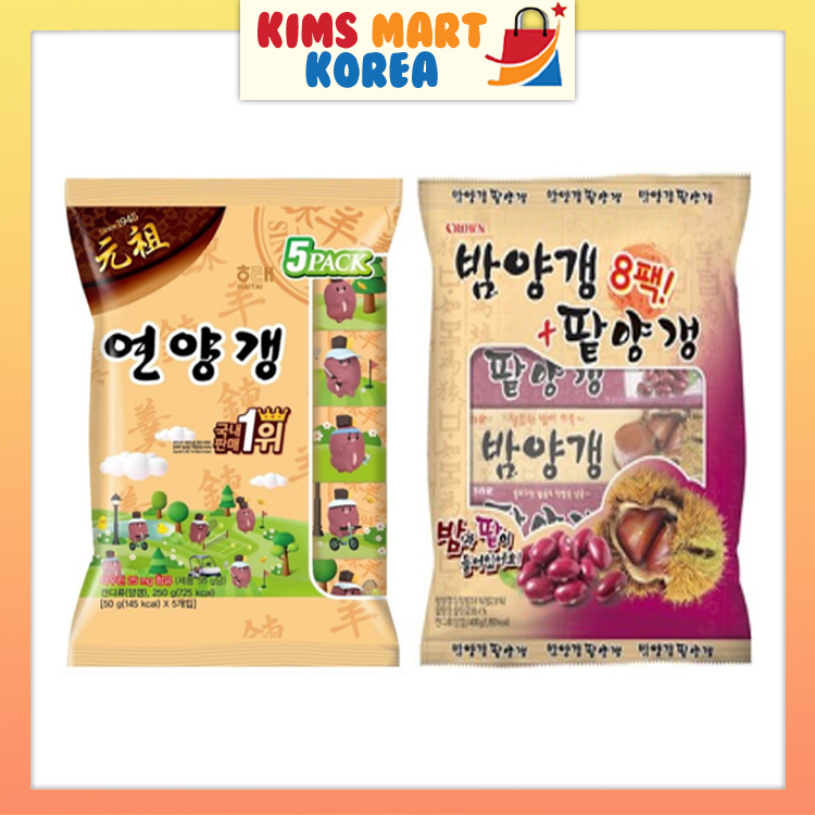 Haitai & Crown Soy Bean Jelly Yeonyanggang Korean Traditional Snack Original Red Bean, Chestnut