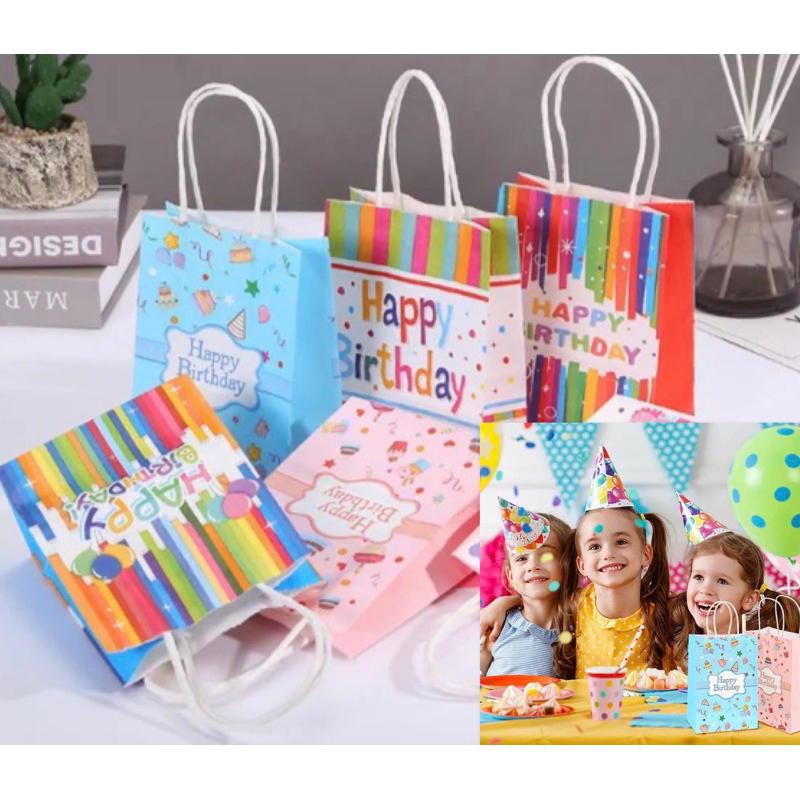 [SG SELLER] Paper Bag for Gift Happy Birthday Goodies Bag Baby Shower