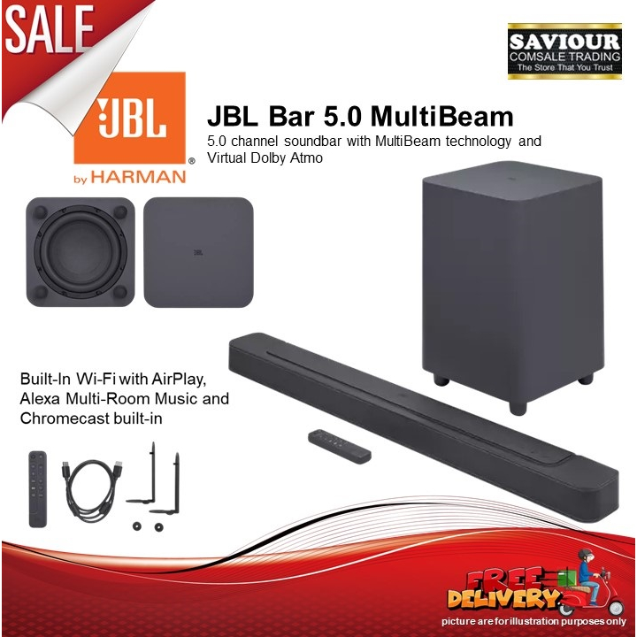 JBL BAR 500 5.1channel soundbar with MultiBeam and Dolby Atmos