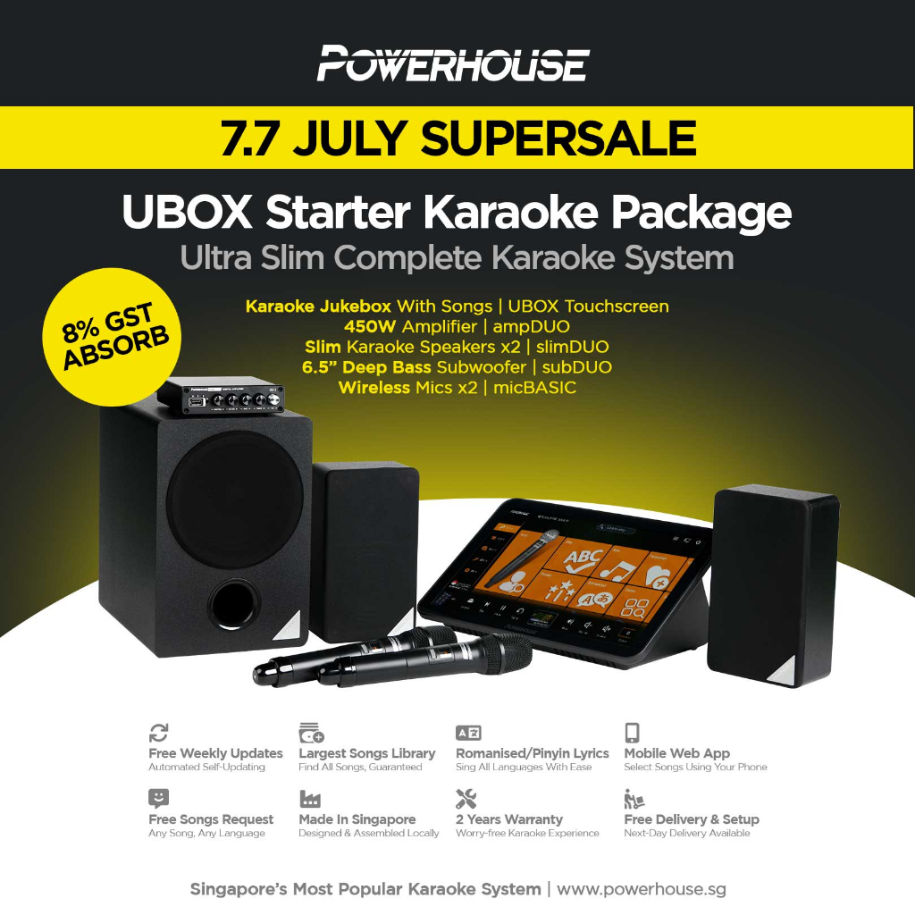 [SG] Powerhouse Slim Starter Home Karaoke System with Touchscreen Jukebox KTV System Karaoke Box