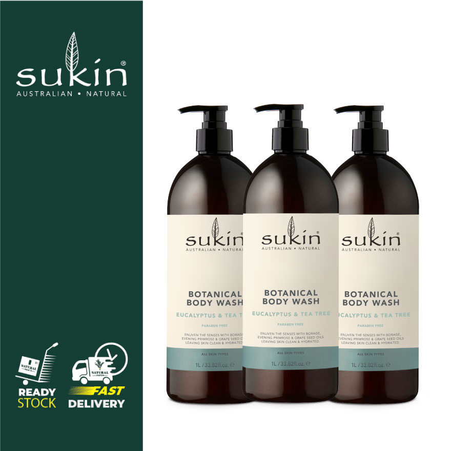 [BUNDLE OF 3] Sukin Botanical Body Wash 1L (Signature/ Eucalyptus