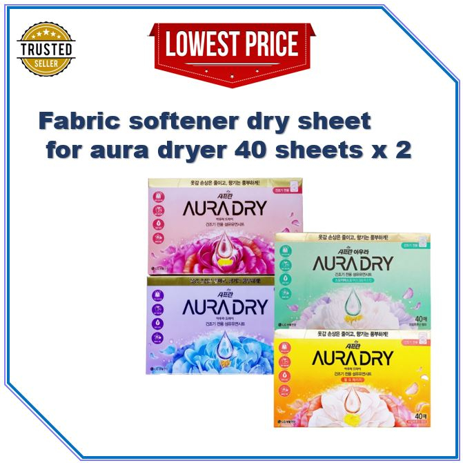 LG Saffron Aura Dry Sheets For Dryer 40 Sheets x 2 /Fabric Softener