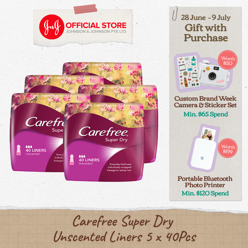 [Bundle of 5] Carefree Super Dry Unscented Liners 40Pcs | Shopee Singapore