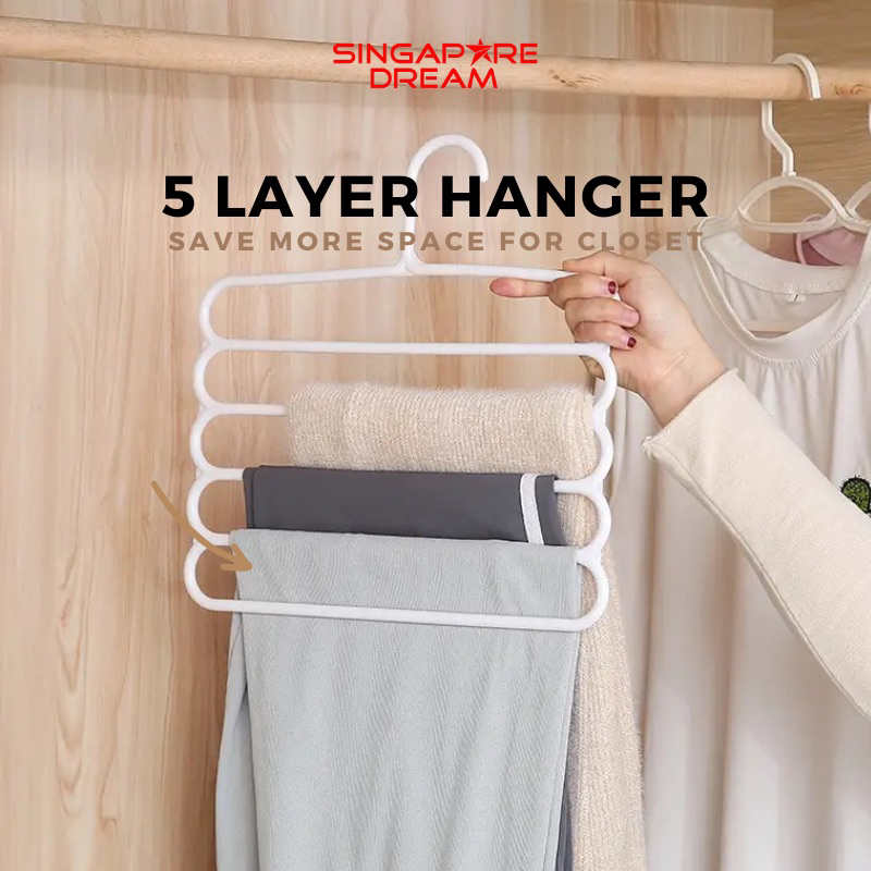 5 Layer Hanger - Space Saving Home Clothes Storage Household Wardrobe ...